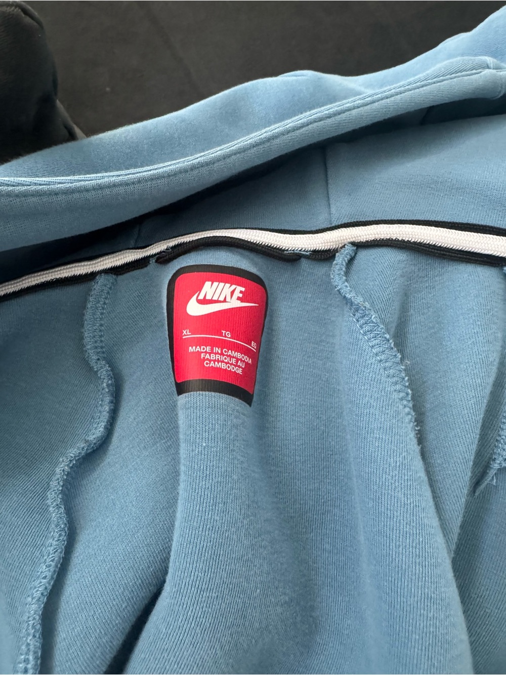 Nike Light Blue Hoodie with White Trim and Red Tag